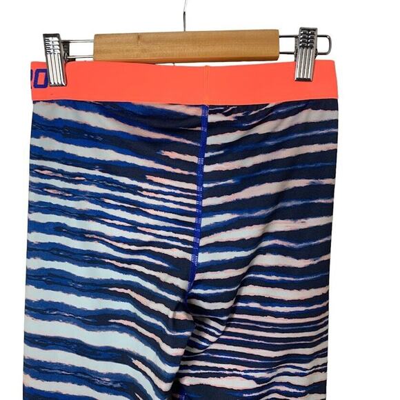 Nike Capri Crop Pro Fit Striped Athletic Leggings Womens Small Black Blue Active - Picture 7 of 12